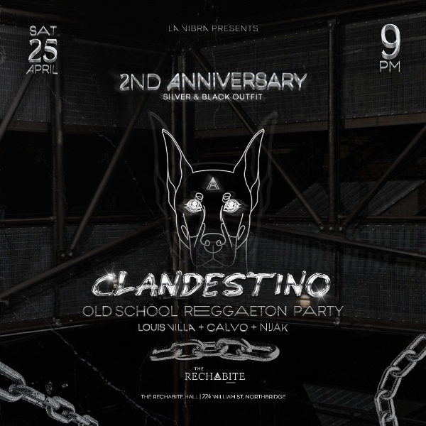 CLANDESTINO | OLD SCHOOL REGGAETON PARTY live at The Rechabite in Perth on April 25, 2026 - Concert poster