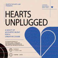Lvl 1 - "Hearts Unplugged" by Hearts for Arts Law live at Lazybones Lounge Restaurant & Bar - Concert poster