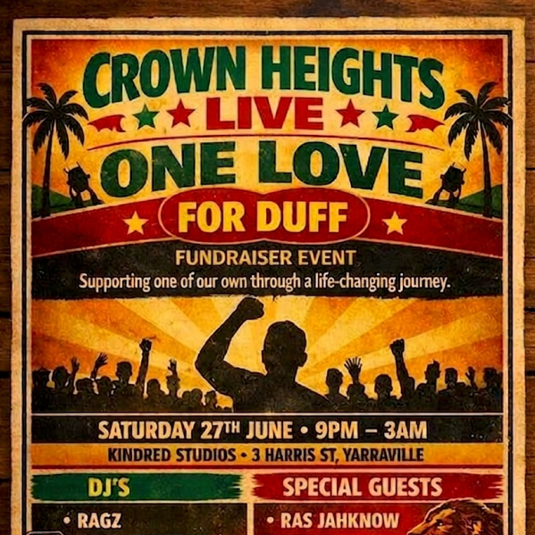 CROWN HEIGHTS 'ONE LOVE' FUNDRAISER live at Kindred Bandroom - Concert poster