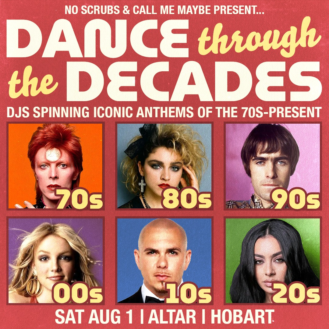 Dance through the Decades - Hobart live at Altar Bar - Concert poster