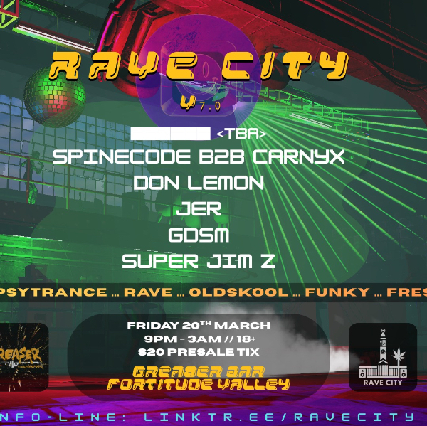 RAVE CITY COUNCIL XL live at Greaser Bar in Fortitude Valley on March 20, 2026 - Concert poster