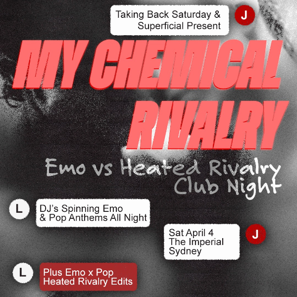My Chemical Rivalry - Sydney live at The Imperial Erskineville in Erskineville on April 04, 2026 - Concert poster