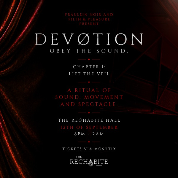 DEVØTION. Chapter I: Lift The Veil live at The Rechabite - Concert poster