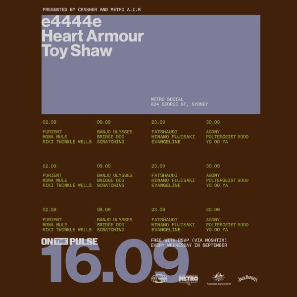 METRO A.I.R X CRASHER: ON THE PULSE | E4444E, HEART ARMOUR & TOY SHAW live at Metro Social - Concert poster