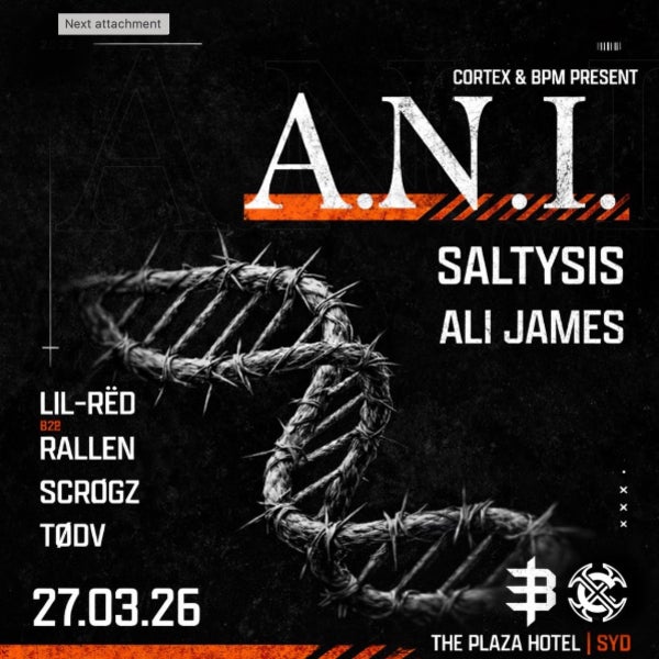 Cortex & BPM Presents A.N.I. SALTYSIS & ALI JAMES at PLAZA LEVEL ONE
