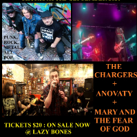 Anovaty + Groundhog + Mary and The Fear of God live at Lazybones Lounge Restaurant & Bar - Concert poster