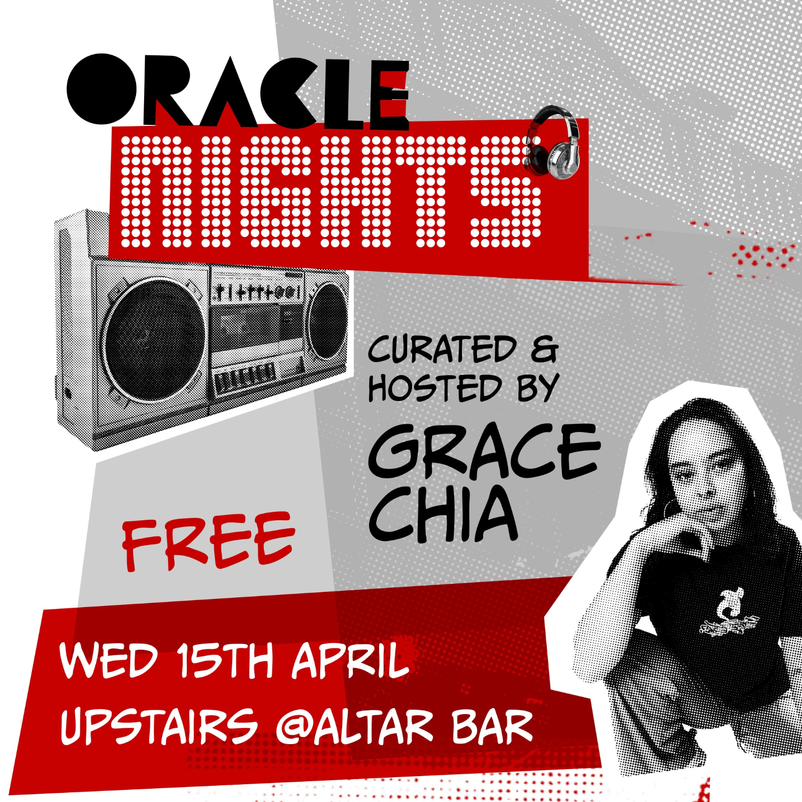 Oracle Nights curated by Grace Chia live at Altar Bar in Hobart on April 15, 2026 - Concert poster