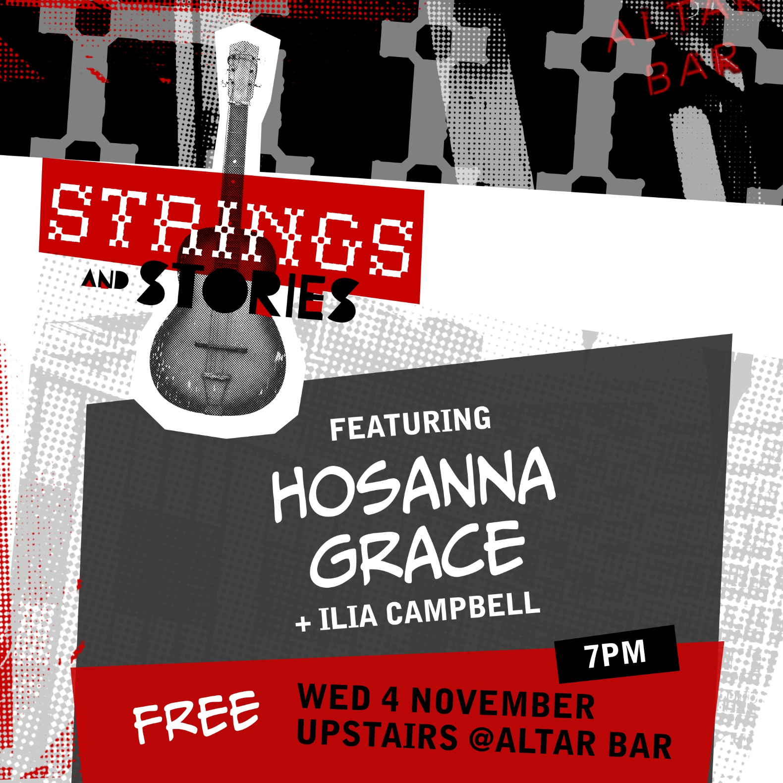 Strings & Stories ft. Hosanna Grace + Ilia Campbell live at Altar Bar - Concert poster