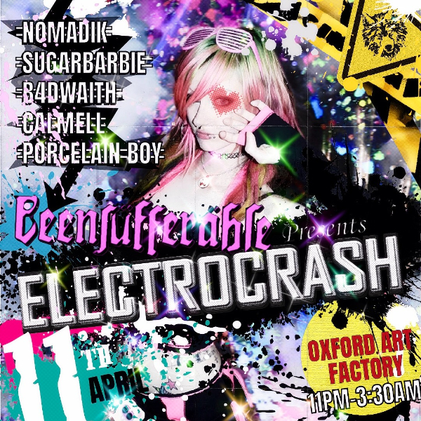 BEENSUFFERABLE PRESENTS ELECTROCRASH live at Oxford Art Factory in Sydney on April 11, 2026 - Concert poster