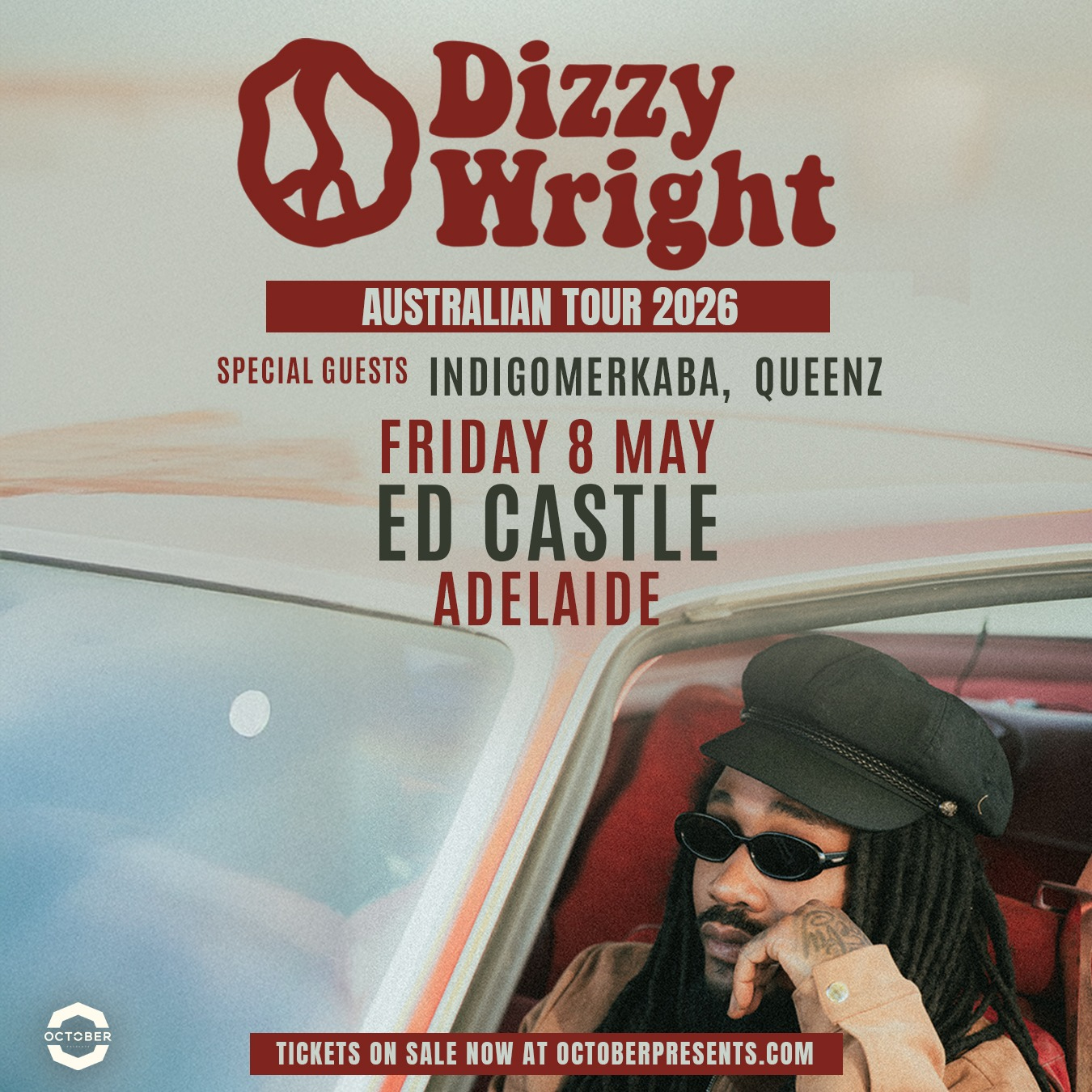DIZZY WRIGHT - LIVE IN ADELAIDE live at The Ed Castle in Adelaide on May 08, 2026 - Concert poster