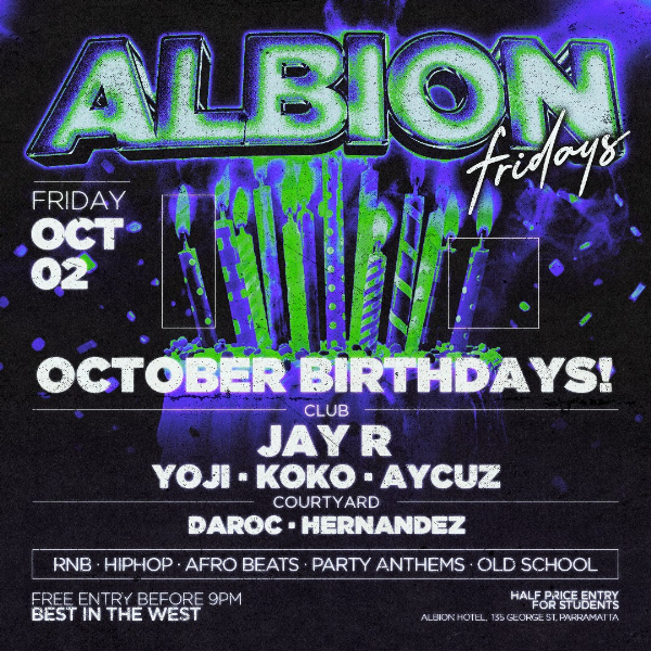 Albion Fridays ft. Jay R live at The Albion Hotel - Concert poster