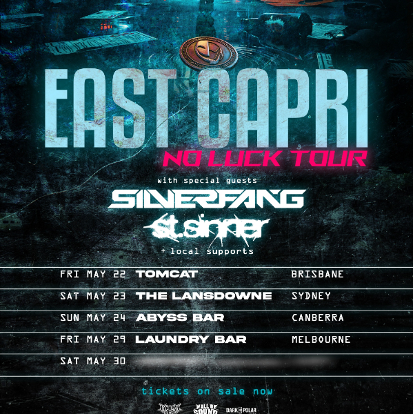 East Capri No Luck EP Tour live at Laundry Bar in Fitzroy on May 29, 2026 - Concert poster