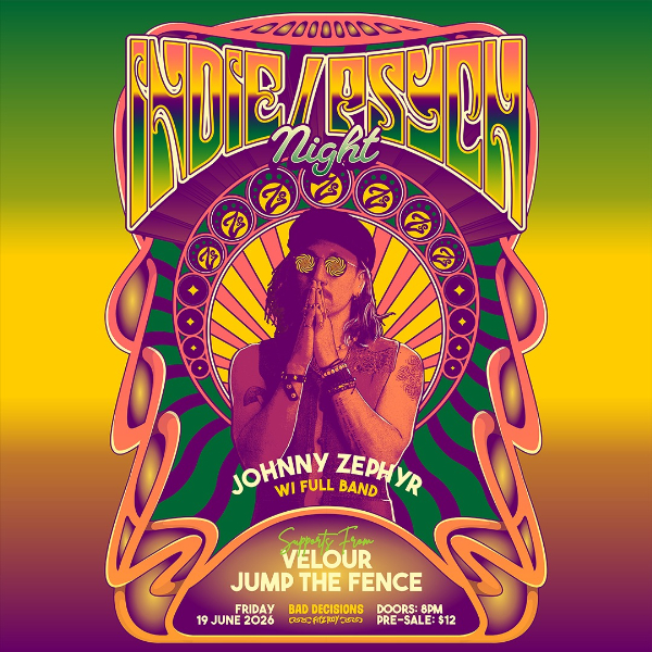 Johnny Zephyr w/ Full Band live at Bad Decisions Bar - Concert poster