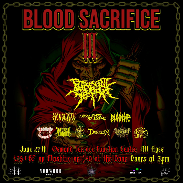 Blood Sacrifice 3 live at Norwood Concert Hall - Concert poster
