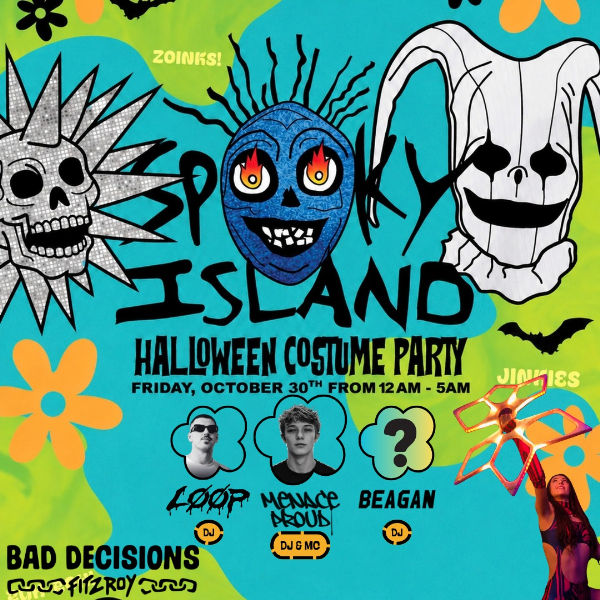 Spooky Island Halloween Party live at Bad Decisions Bar - Concert poster