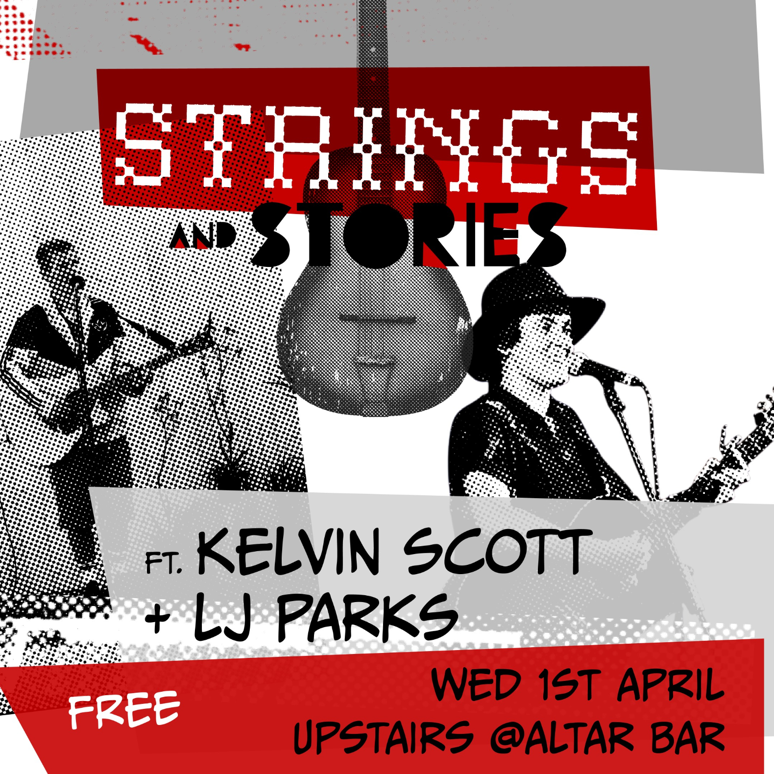 Strings + Stories ft. Kelvin Scott + LJ Parks live at Altar Bar in Hobart on April 01, 2026 - Concert poster
