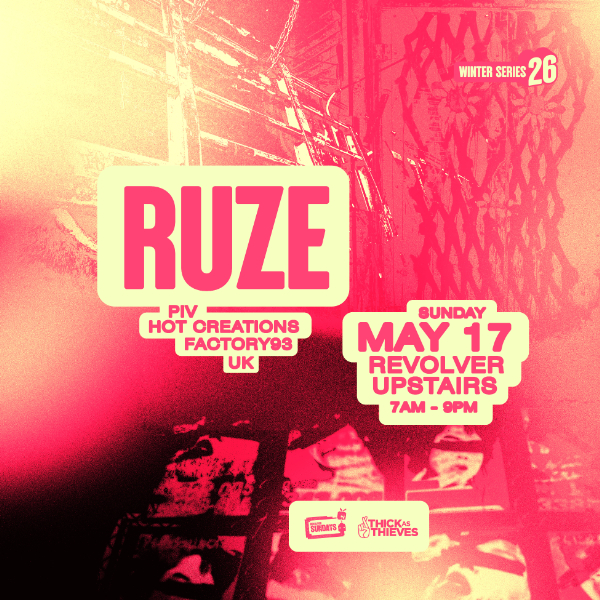 Ruze (UK) | Winter Series pres. by Thick as Thieves live at Revolver Nightclub in Melbourne on May 17, 2026 - Concert poster