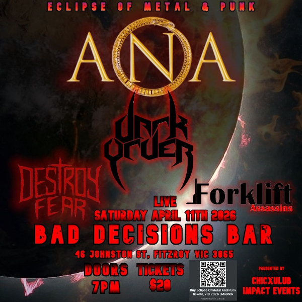 Eclipse Of Metal And Punk live at Bad Decisions Bar in Fitzroy on April 11, 2026 - Concert poster