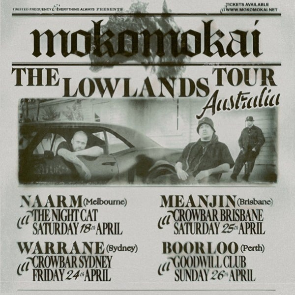 MOKOMOKAI | THE LOWLANDS TOUR live at The Night Cat in Melbourne on April 18, 2026 - Concert poster