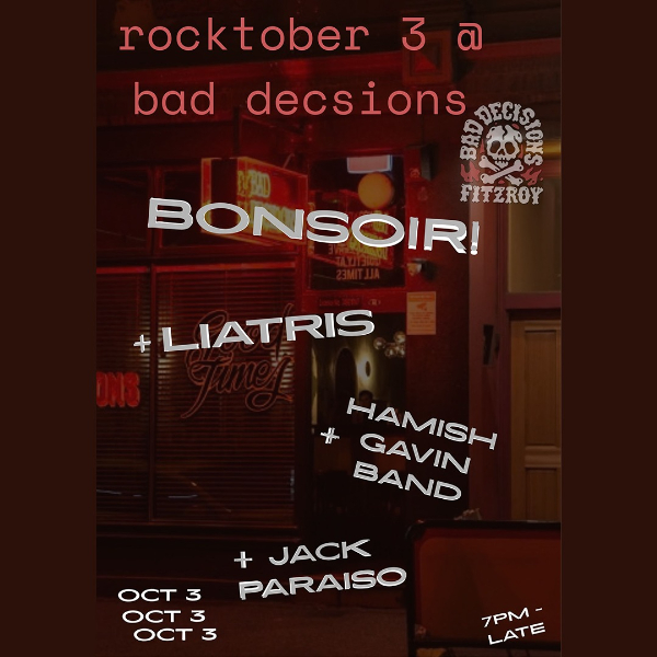 Rocktober live at Bad Decisions Bar - Concert poster