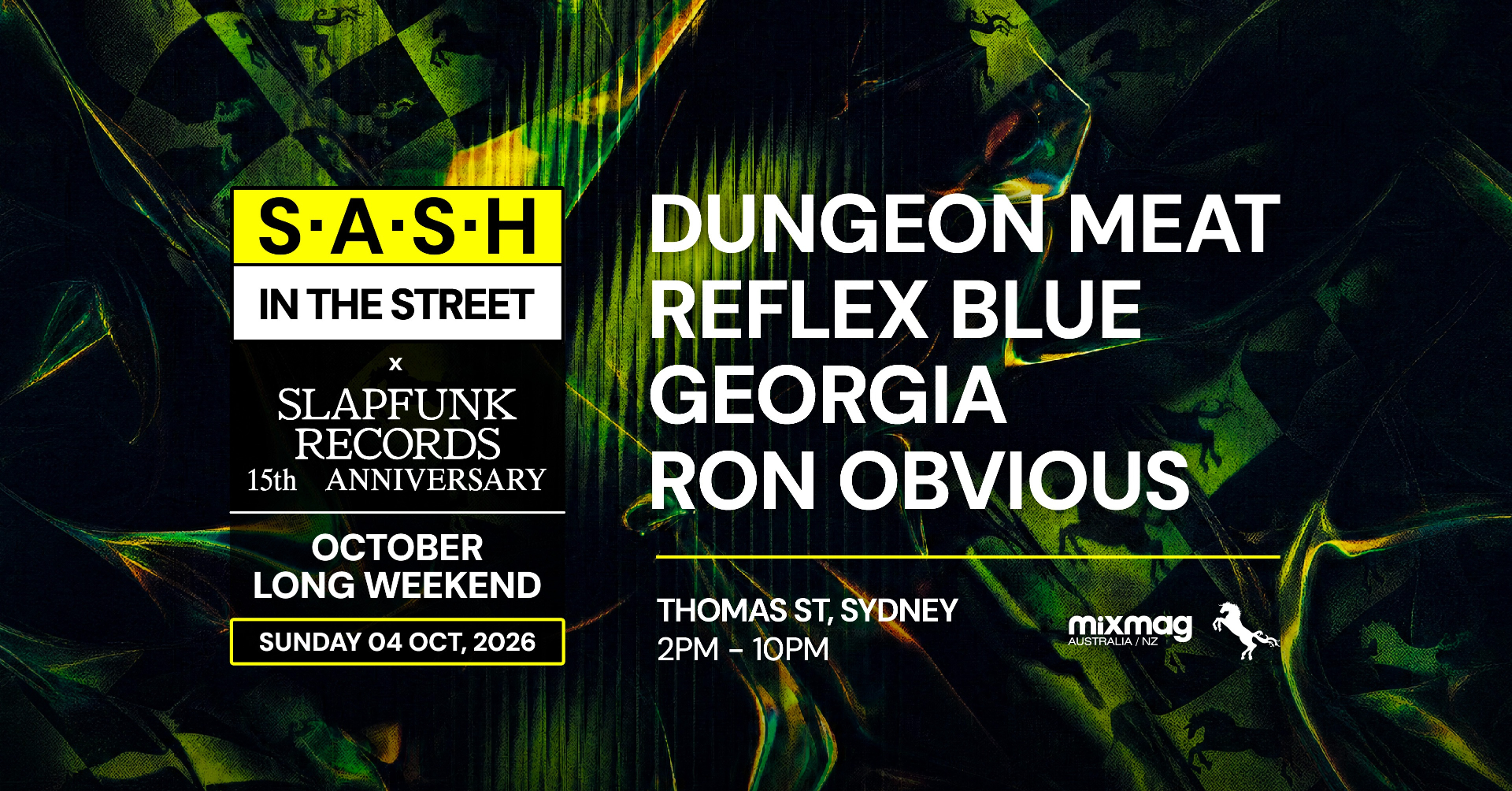 ★ S.A.S.H in the Street x Slapfunk 15th Anniversary ★ Oct Long Weekend ★ Sunday 4th Oct ★