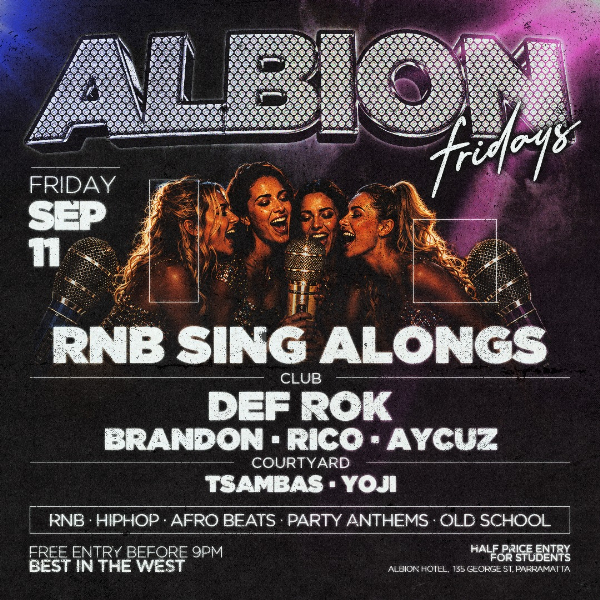 Albion Fridays ft. RNB Singalongs live at The Albion Hotel - Concert poster