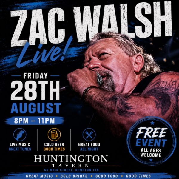 Free Event Zac Walsh- Live live at The Huntington Tavern - Concert poster