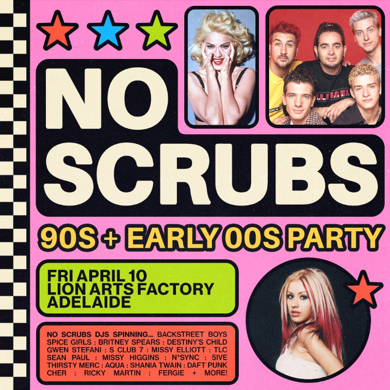 NO SCRUBS: 90s + Early 00s Party - Fremantle live at MOJO'S BAR - Concert poster