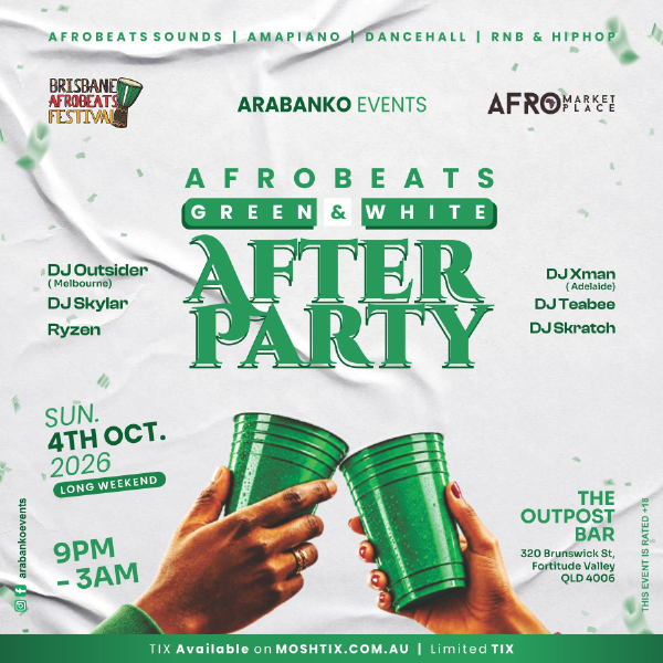 Afrobeats Green & White AfterParty 2026 (Nigeria Independence Day Celebration) live at The Outpost - Concert poster