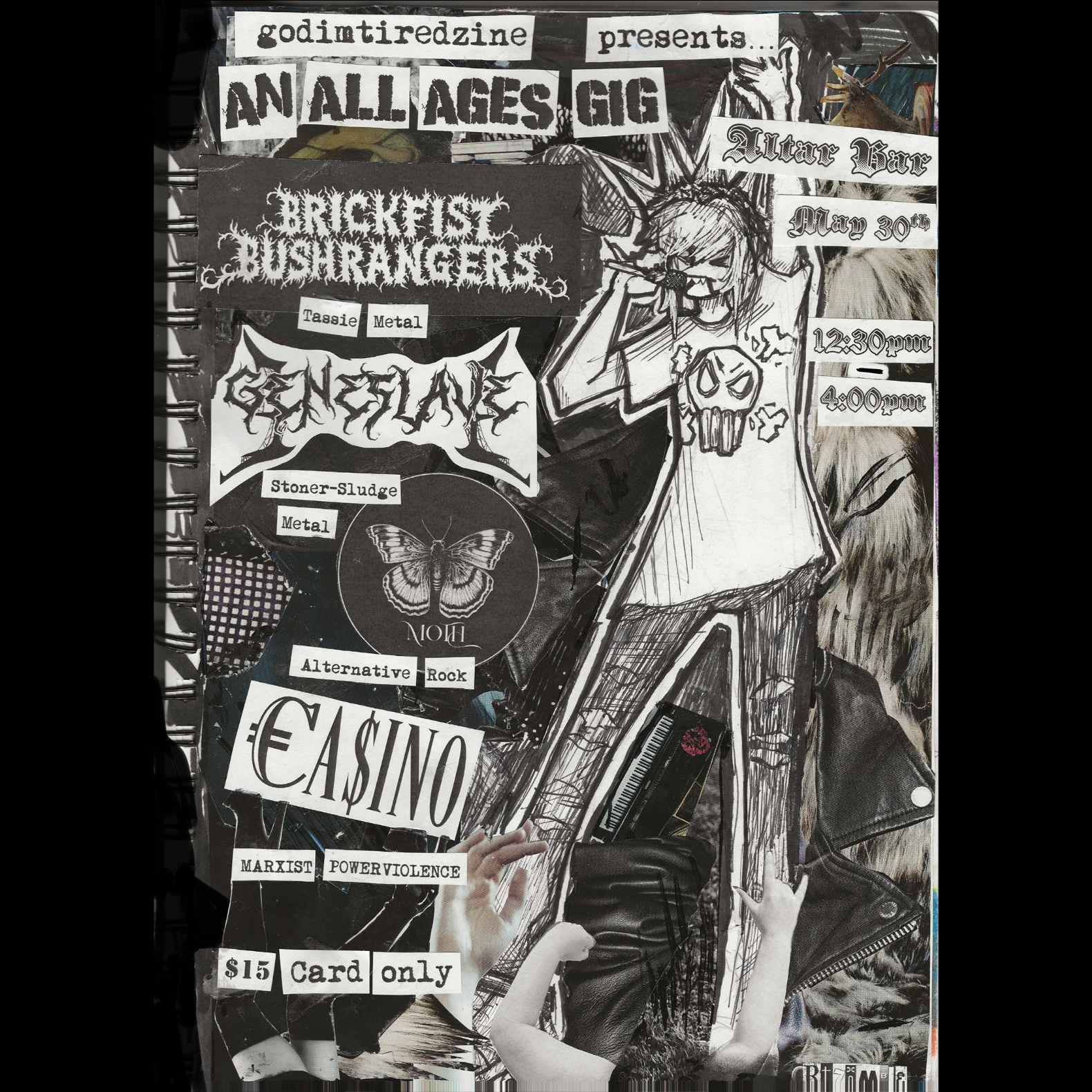 Brickfist Bushrangers, CASINO, Geneslave, Moth—All Ages live at Altar Bar - Concert poster