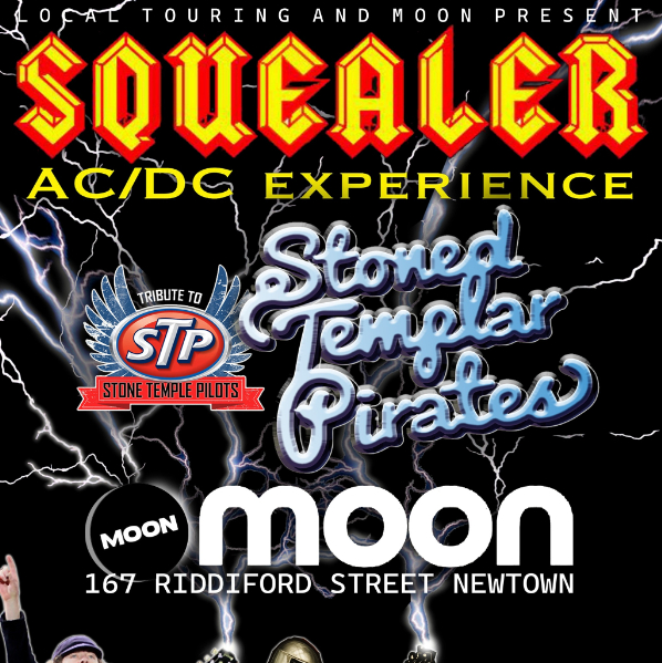 SQUEALER ACDC - STONED TEMPLAR PIRATES live at Moon Newtown - Concert poster